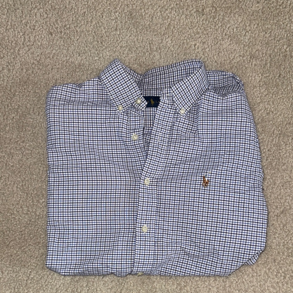 Ralph Lauren Blue and White Checkered Shirt